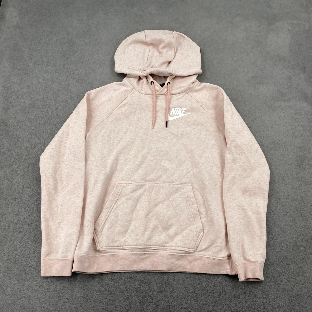 Nike Sportswear Essential Hoodie Pink Heather Pullover Logo Raglan Small 7852